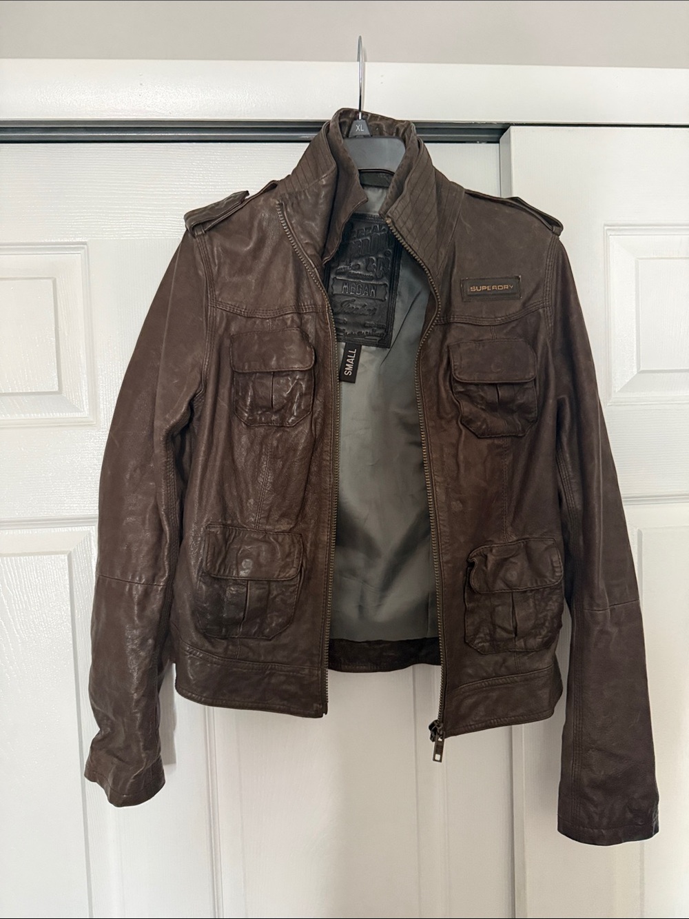 Superdry Brown Leather Field Jacket (unisex)